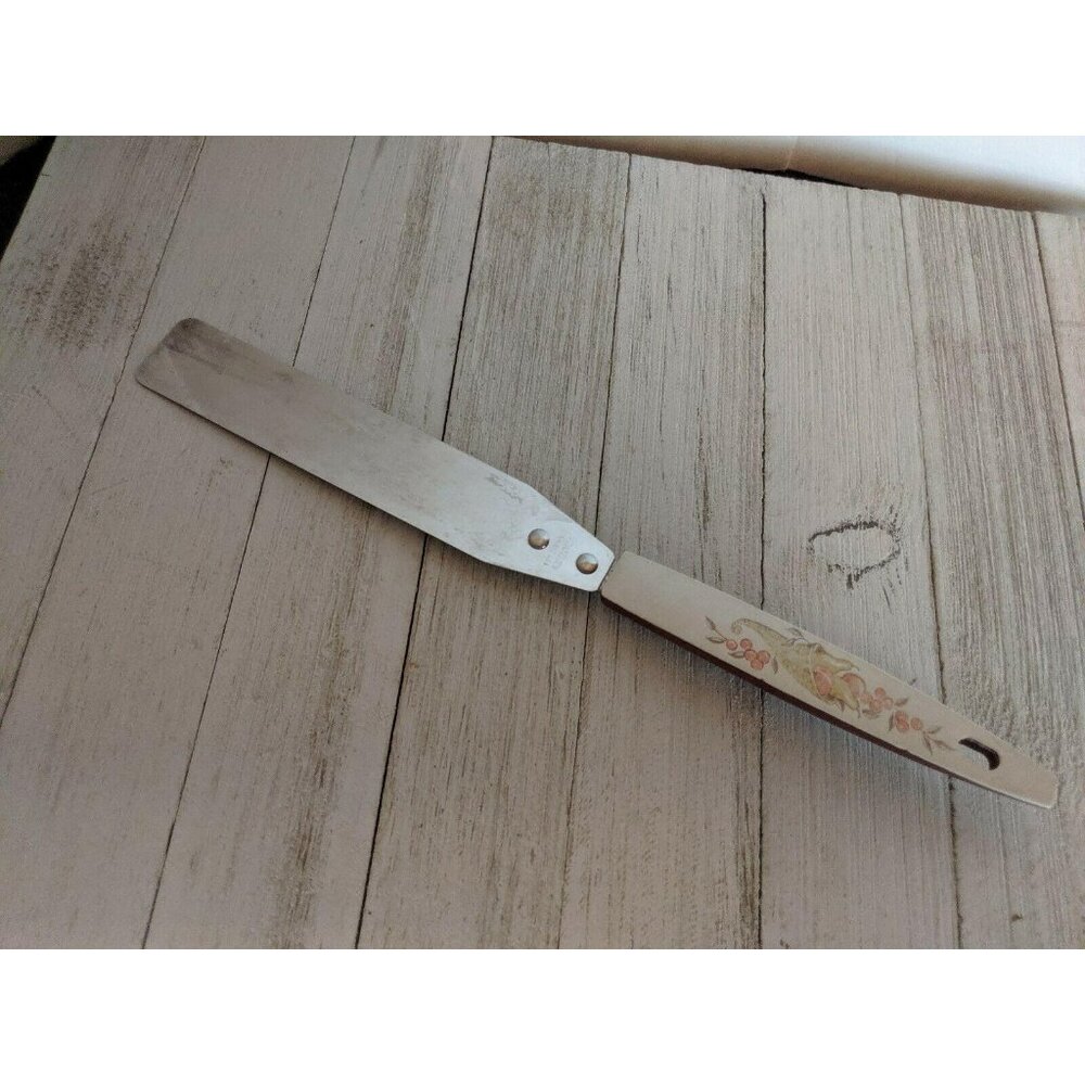 Vintage Stanley Cake Icing Spatula Stainless Steel Maroon Handle USA 11 1/4"